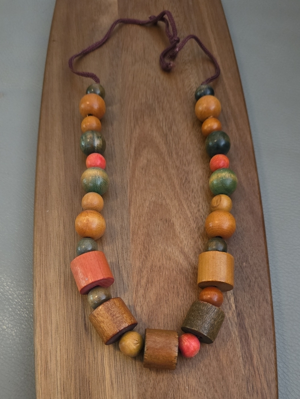 Vintage Handcrafted Multicolor Wooden Bead Necklace